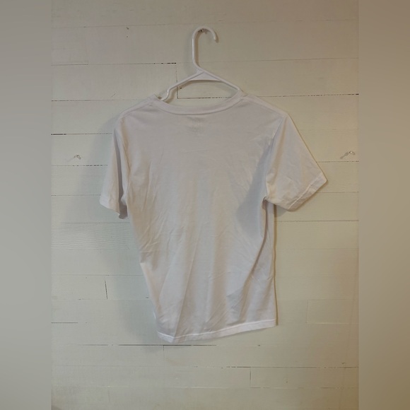 George White V-Neck T-Shirt Small Cotton Polyester Basic Tee - Picture 2 of 5